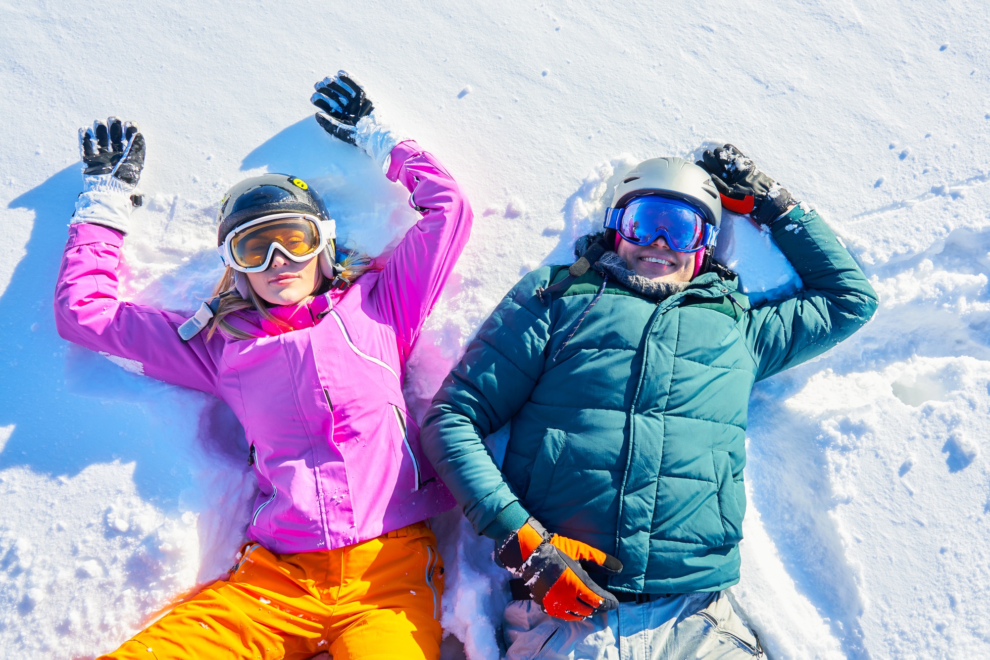 Young couple having fun on the snow